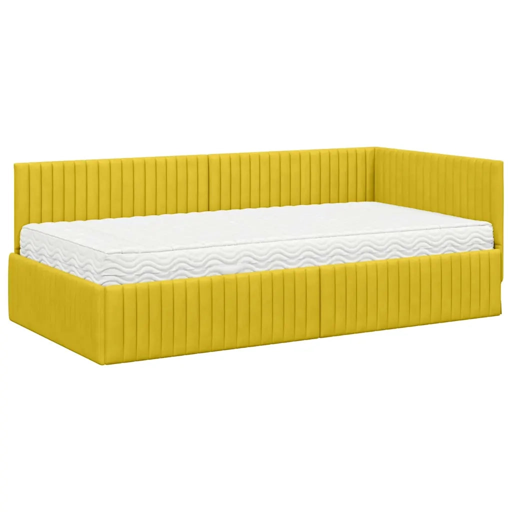Struttura Letto Angolare con Materasso 2 pcs Giallo Velluto 3393834