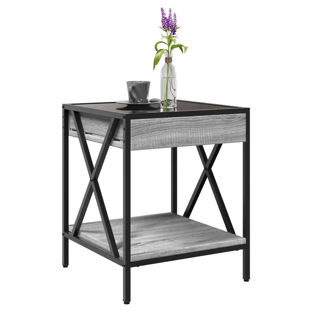 Tavolino da Salotto con LED Infinity Grigio Sonoma 40x40x49 cm
