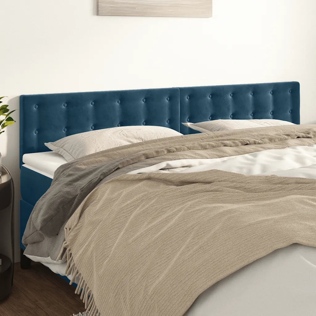 Testiera 2 pz-Set di 2 Testata-Testiera Decorativa Blu Scuro 80x5x78/88 cm in Velluto 279262