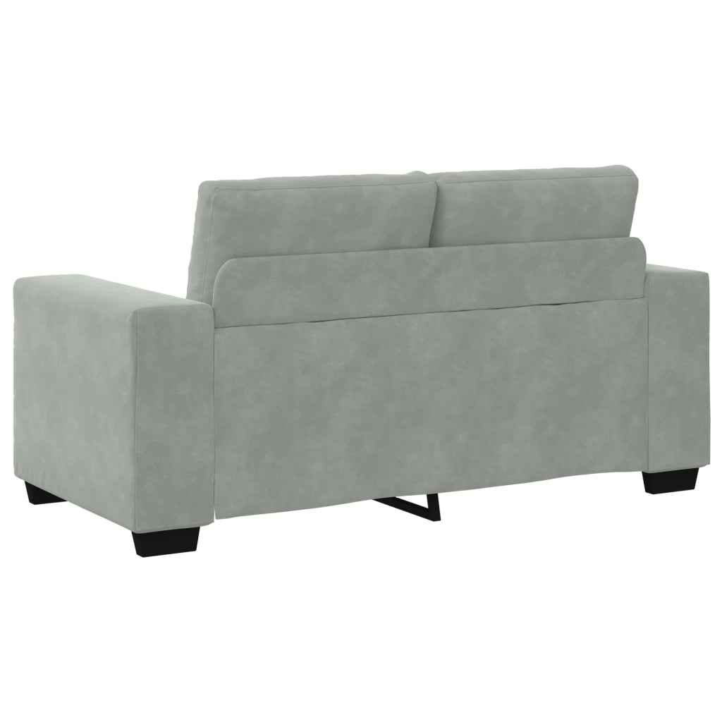 Set Divano a 3 Pezzi con Cuscini Velluto Grigio Chiaro
