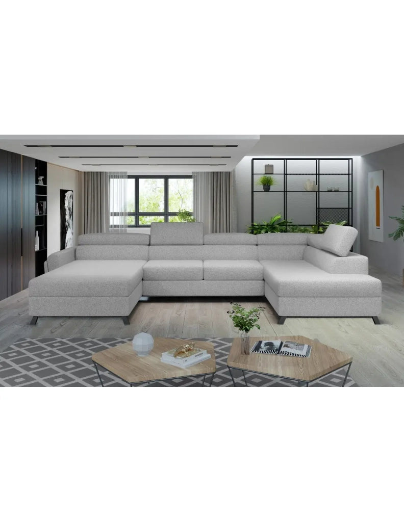 Divano panoramico Grigio 5 posti angolo destro carico massimo 405kg CLOTIS