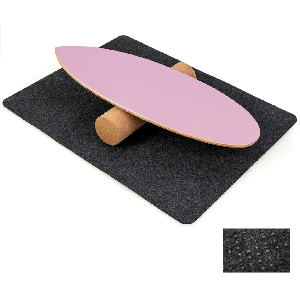 Balance board 75 x 25,5 cm con rullo e moderno tappetino antiscivolo multiuso in legno rosa 20_0013133