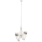 Lampada da soffitto in legno e metallo bianco invecchiato 68x60x64h