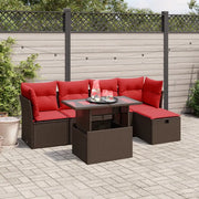 Set Divani da Giardino 6 pz con Cuscini Marrone in Polyrattan 3274644