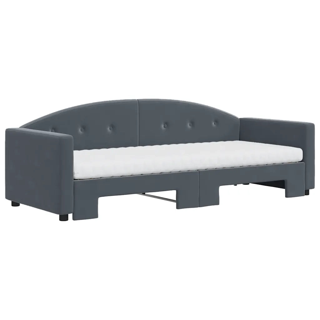 Divano Letto Estraibile Materassi Grigio Scuro 80x200cm Velluto 3197319