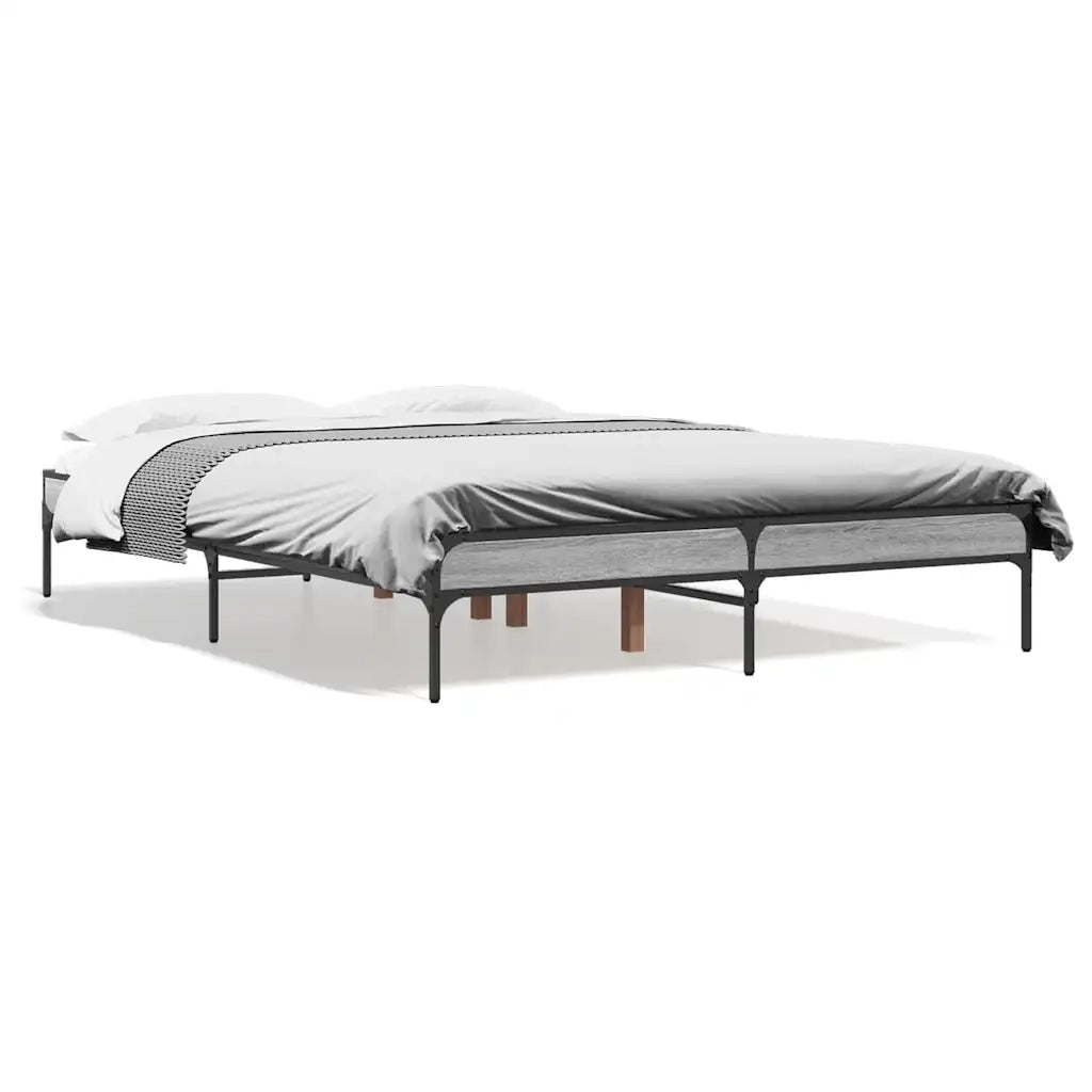 Letto matrimoniale | Letto per adulti | Giroletto Grigio Sonoma 120x190 cm in Legno Multistrato Metallo
