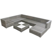 Set Divani da Giardino 8 pz con Cuscini in Polyrattan Grigio 42738