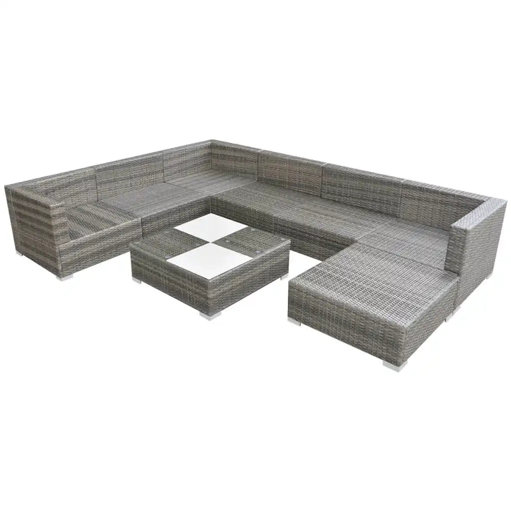 Set Divani da Giardino 8 pz con Cuscini in Polyrattan Grigio 42738