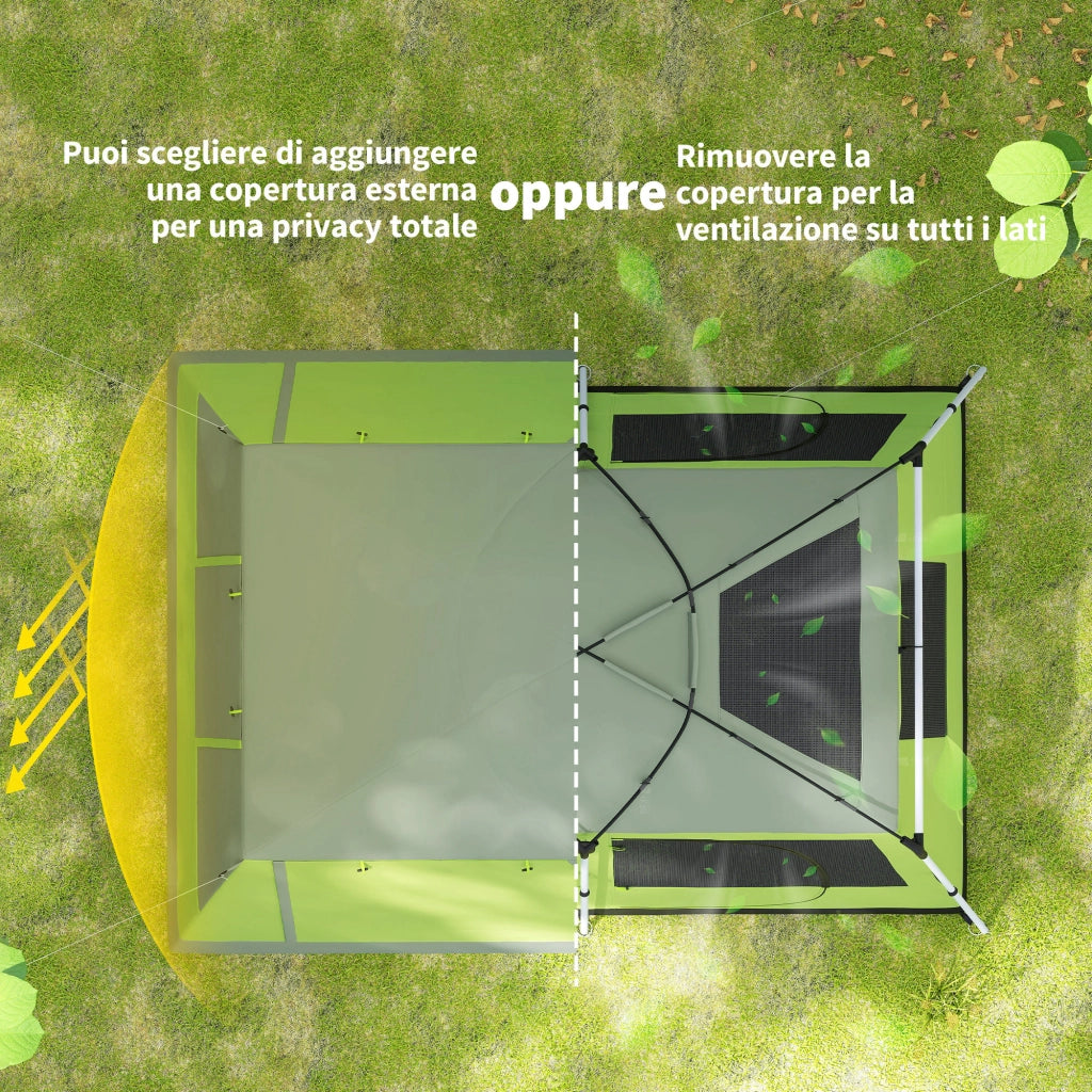 Tenda da Campeggio-Tenda per Escursionismo a Tunnel per 4-8 Persone con 2 Stanzecon Porta,405x305x225cm,Verde