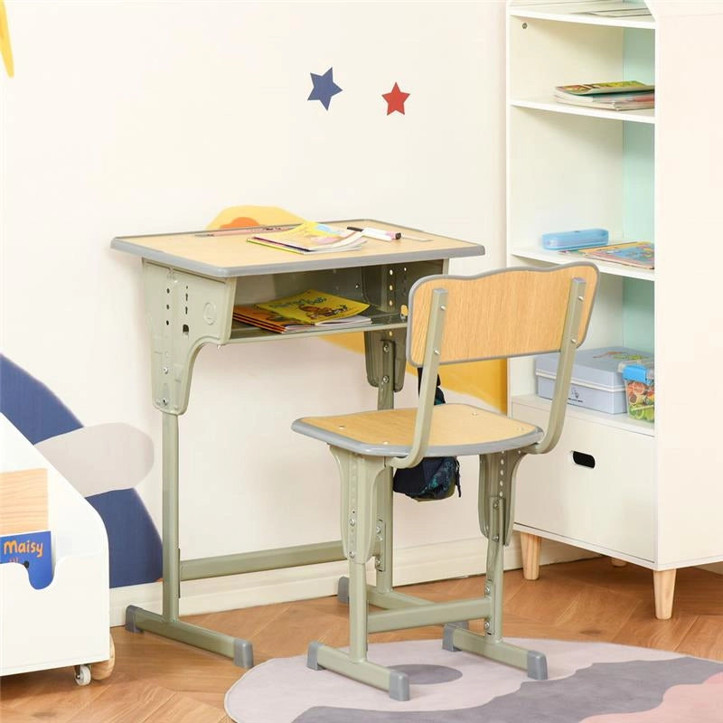 BANCO SCUOLA CON SEDIA PER BAMBINI 6-12 ANNI ALTEZZA REGOLABILE IN LEGNO
