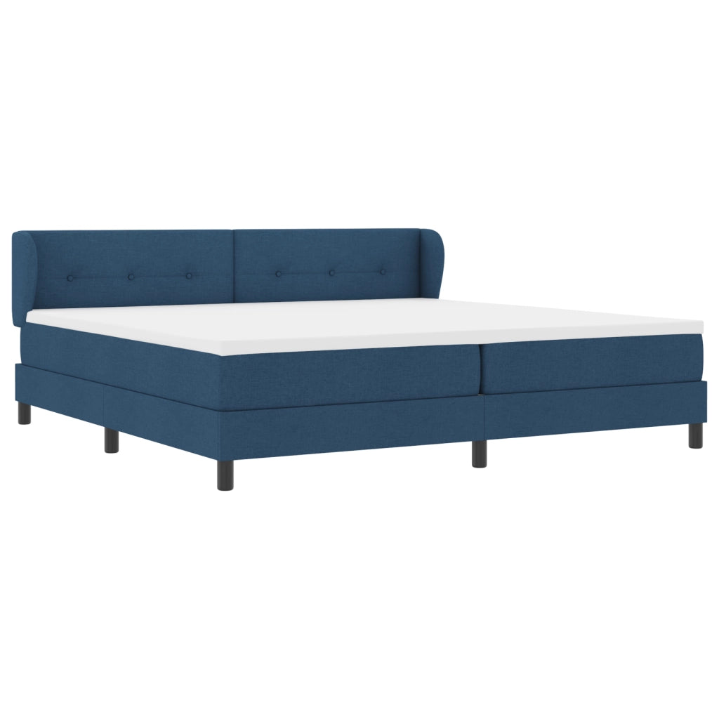 Letto Box Spring con Materasso Blu 200x200 cm Tessuto