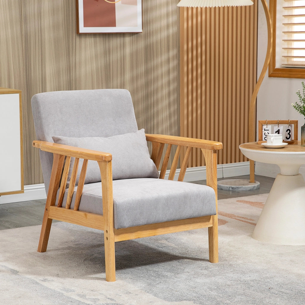EasyComfort Poltrona Moderna con Rivestimento Vellutato e Struttura in Legno, 68x75x78cm, Grigio