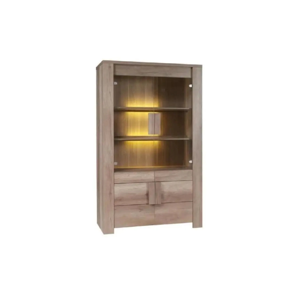 Sala da pranzo FARRA: credenza, vetrina, 3 specchi e tavolo con LED