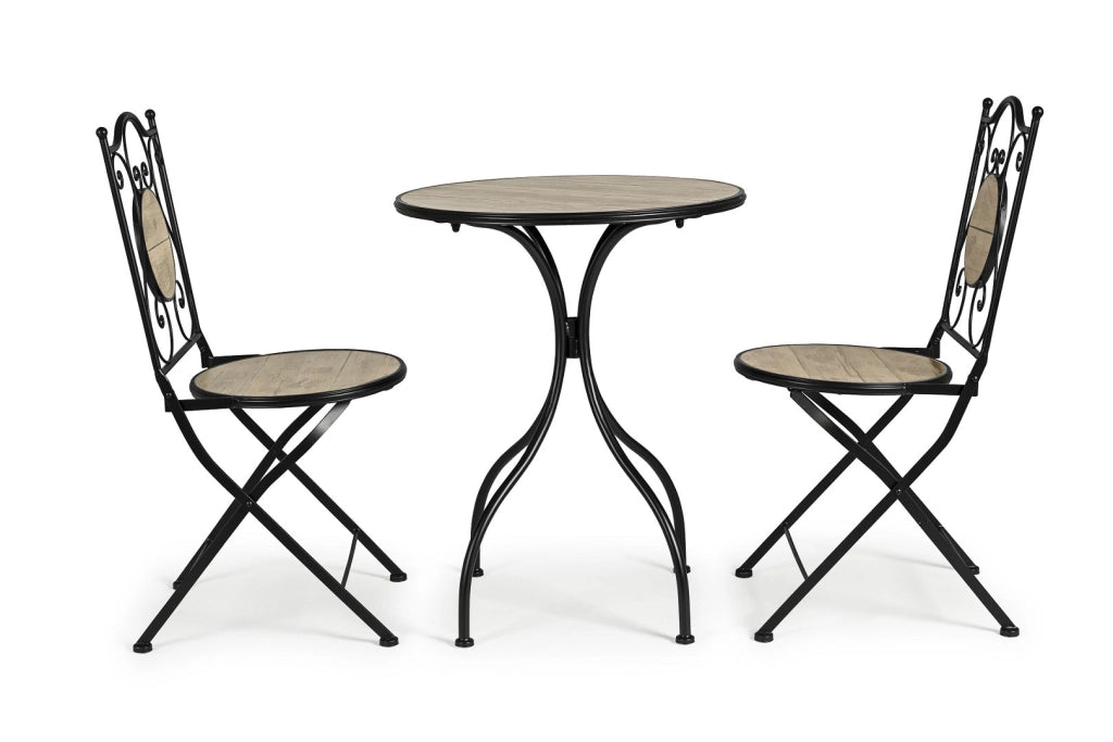Set da Giardino Esterno in Ceramica Metallo Tavolino 2 Sedie Kansas Bizzotto