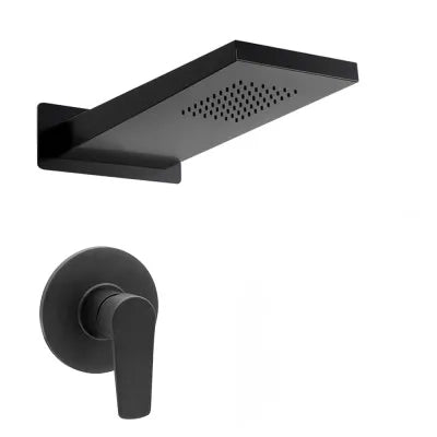 Set doccia incasso Erika nero opaco con soffione doccia a muro inox 22x50