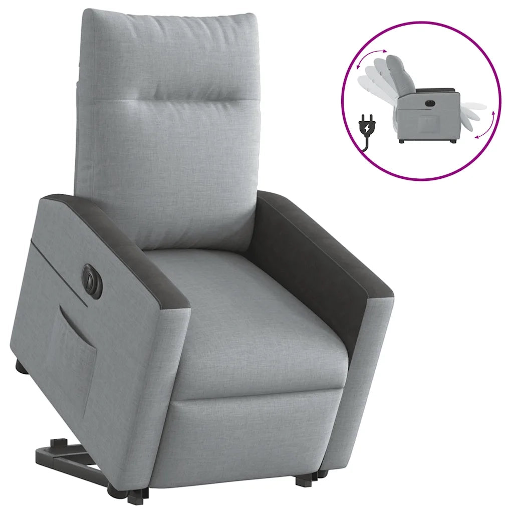 Poltrona Reclinante Alzapersona Elettrica Grigio Chiaro Tessuto