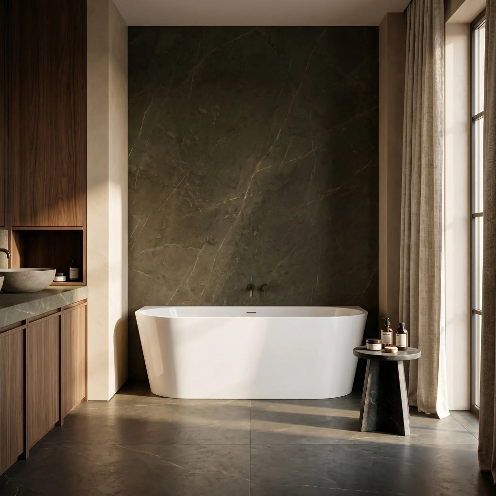 Vasca Bagno A Parete Rea Capri 180cm Copritappo bianco