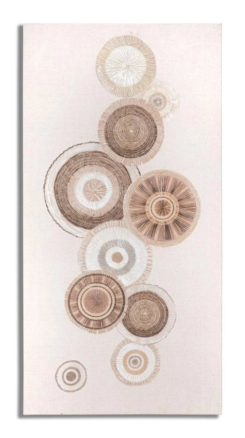 Dipinto su Tela Circly con Inserti 2 50x3,2x100 cm in Legno e Tessuto
