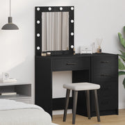 Tavolo da Toeletta con Luci LED Rovere Nero 50x41x135 cm