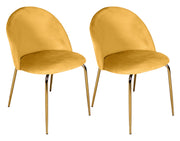 Set di 2 sedie da pranzo imbottite in velluto giallo senape piede oro - Nicole - SD32NIG