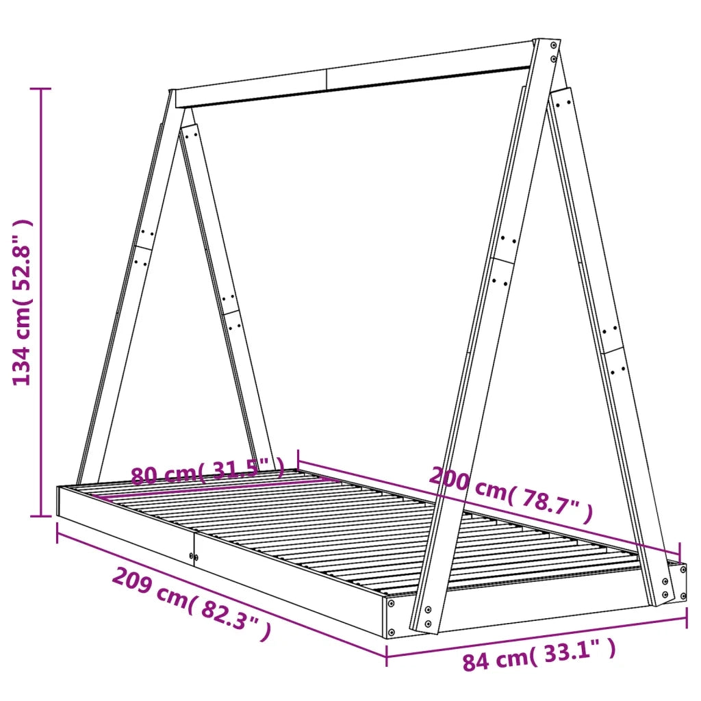 Giroletto per Bambini-Struttura Letto Bambini Bianco 80x200cm in Legno Massello di Pino 377122