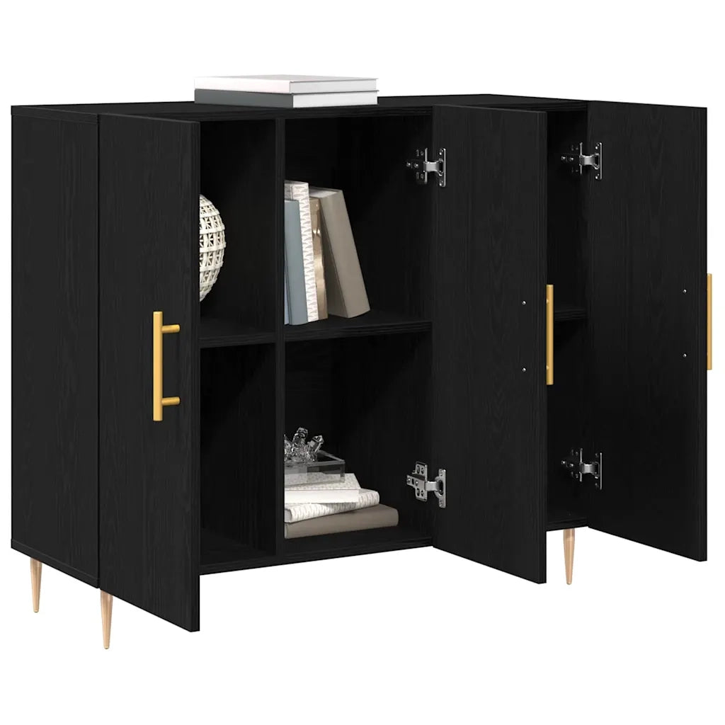 Credenza | Madia | Buffet da pranzo | Armadio da pranzo Rovere Nero 90 x 34 x 80 cm Legno multistrato