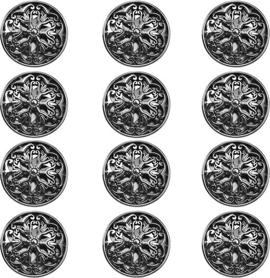 Knoppi 20 mm in metallo nero - 12 pezzi - chiodi per cucire accessori - metallo - giacca blazer uniforme - abito da uomo e donna - camicia uniforme