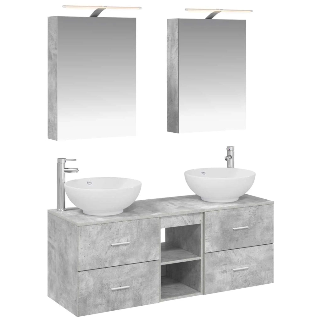 Set di mobili per il bagno 5 pcs Grigio Cemento 3406954