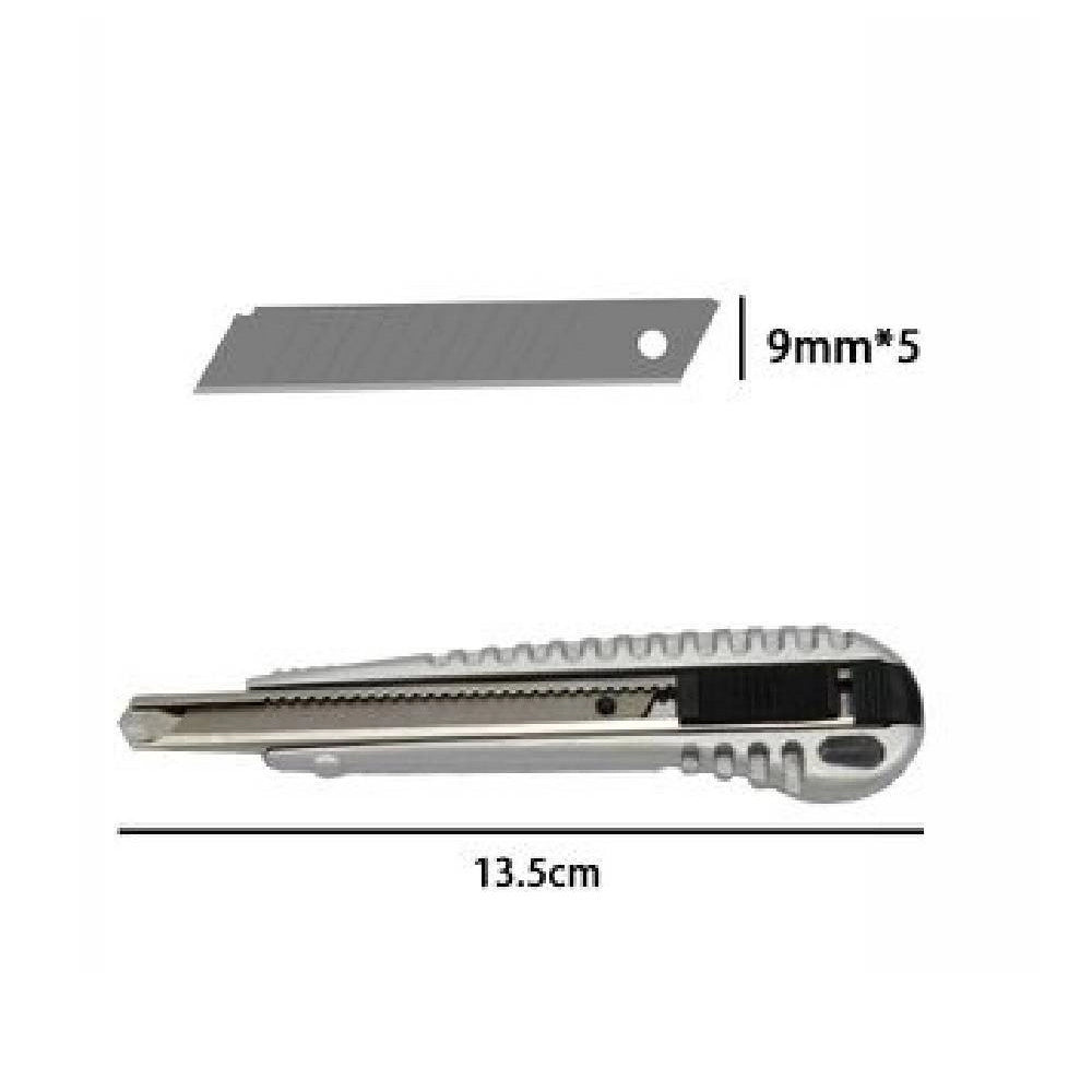 Trade Shop - Taglierino Cutter Professionale 13.5cm Con Fermo Blocco Guida Lame Da 9 Mm 71076 -