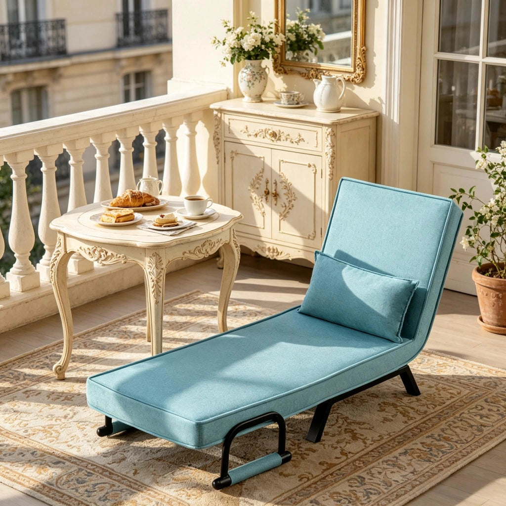 Poltrona letto convertibile 3 in 1 con schienale reclinabile a 5 posizioni, senza materasso, blu