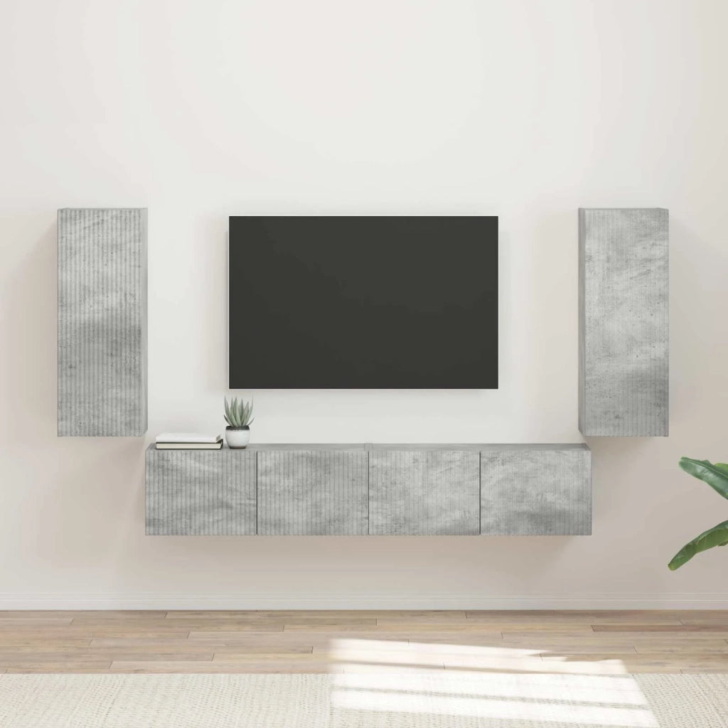 Set di Mobiletto da TV a Parete 4 pcs Grigio cemento 3408919