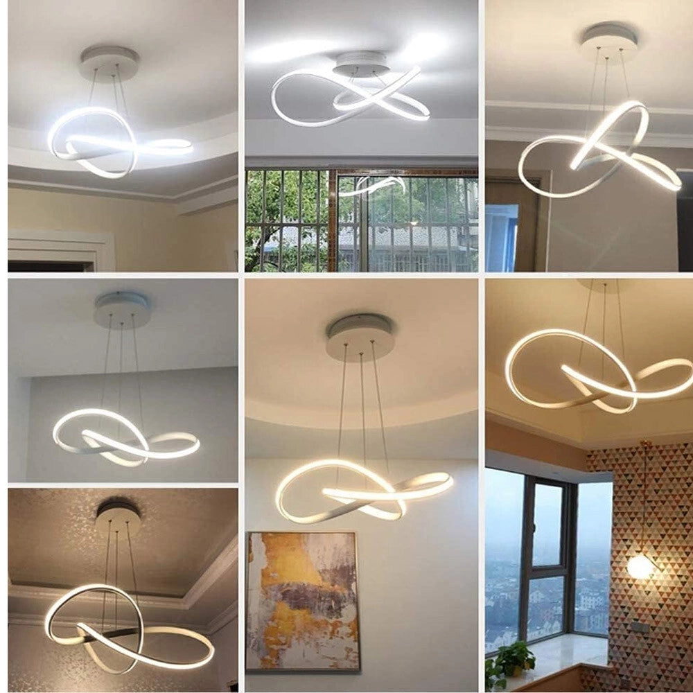Trade Shop - Lampadario Led Moderno Intrecciato 60w Ip20 Cromato Cct Tripla Colorazione Luce A50-a3c -