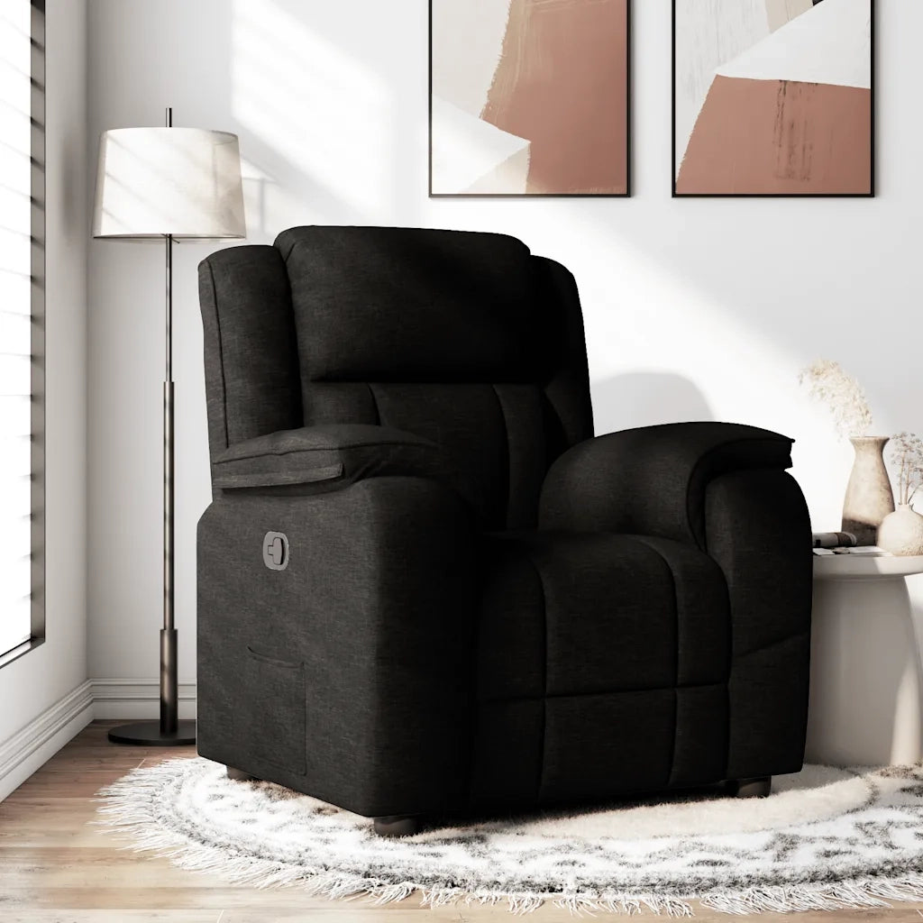 Divano Sedia-Poltrona Reclinabile in Tessuto Nero 595255