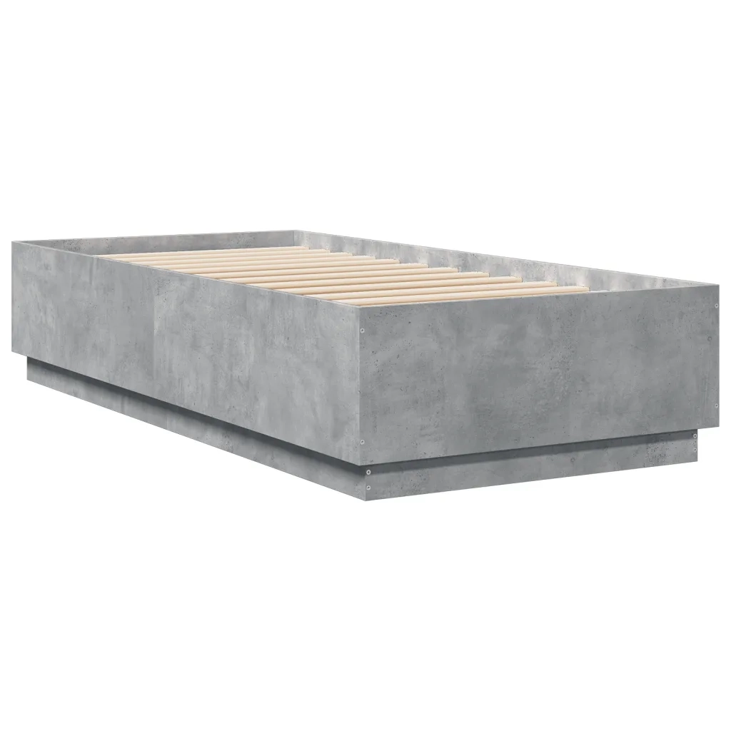 Giroletto Luci LED-Struttura Letto con LED Grigio Cemento 90x200cm in Legno Multistrato 970533