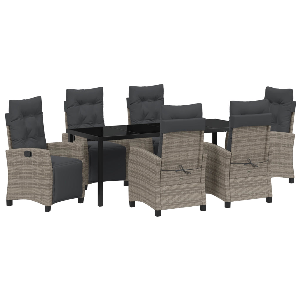 Set di Mobili da Giardino 7 Pezzi Grigio in Rattan Polimerico