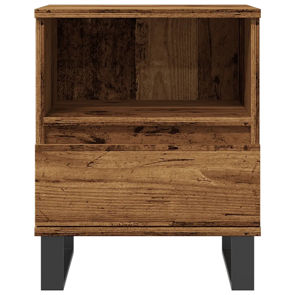 Set di 2 Comodini | Armadio da Notte | Mobiletto da notte Legno Antico 40x35x50 cm in Legno Multistrato