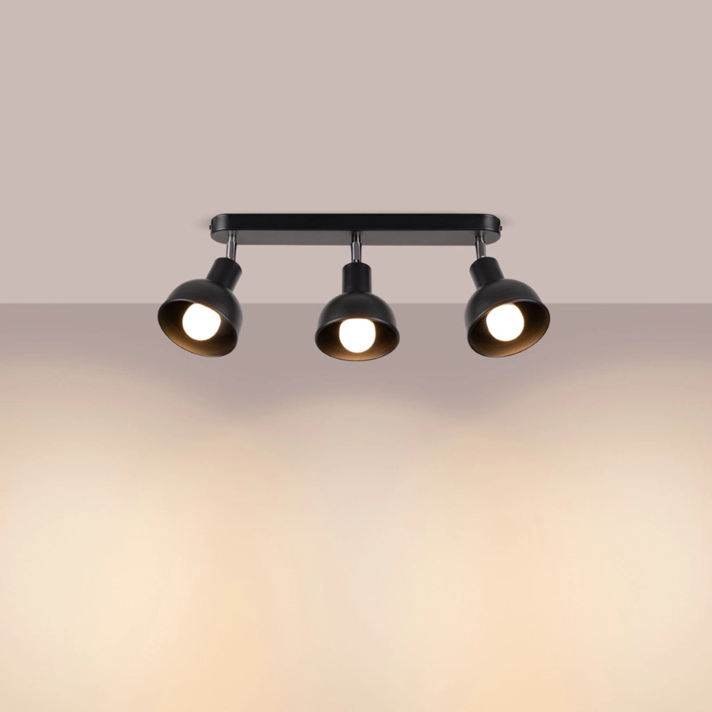 Spot soffitto minimal nero 3 luci E27 Pure Lume PU.1318