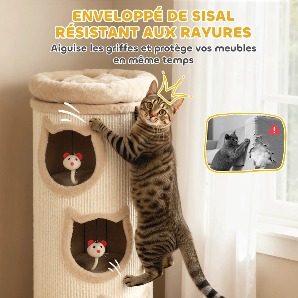 Tiragraffi per gatti con piattaforma ¨C zephmum ¨C 38x96 cm crema