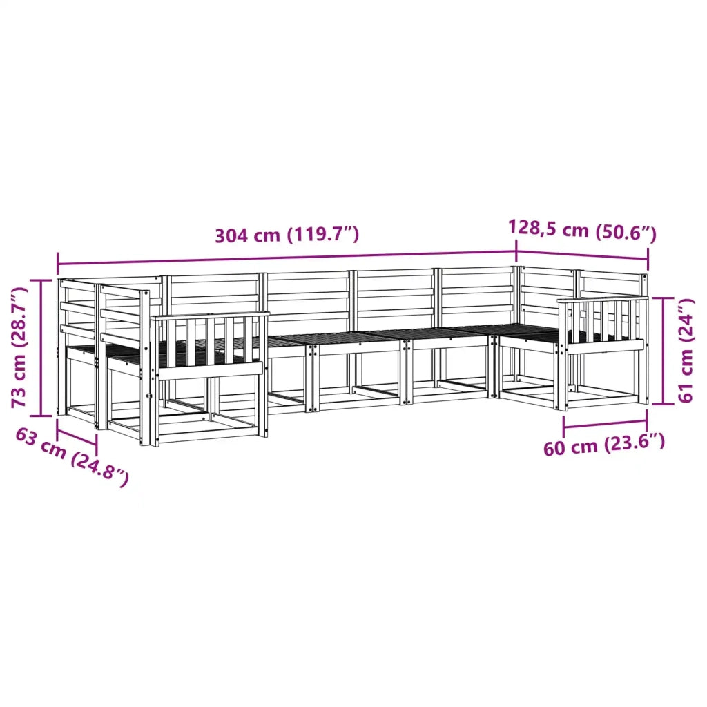Set di divani da esterno 7 pcs Bianco Legno di Acacia Massello 3388148