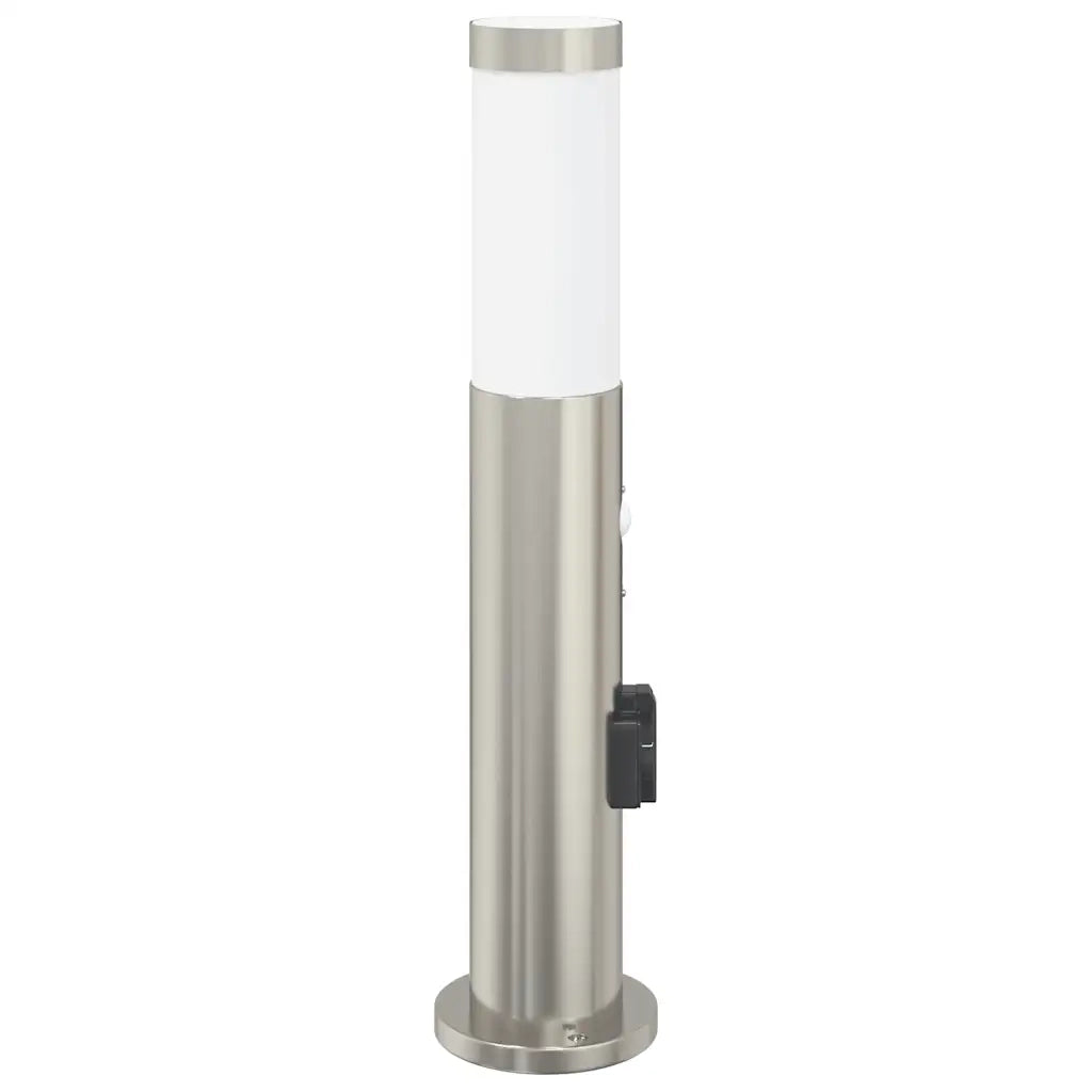 Lampada a paletto con sensore e presa 50 cm Acciaio Inox IP44 4006017