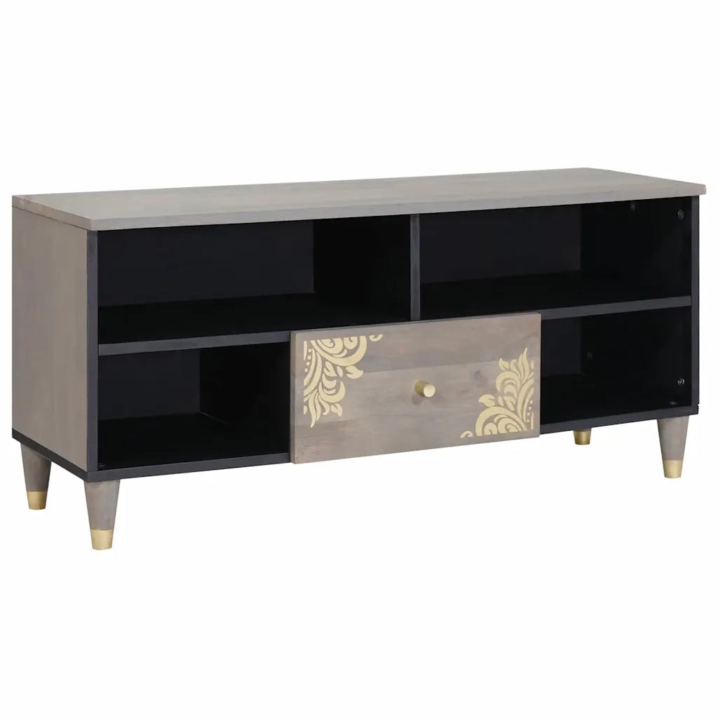 Mobile TV | Armadietto TV | Mobile Porta TV Grigio 100 x 33 x 46 cm Legno di mango massello