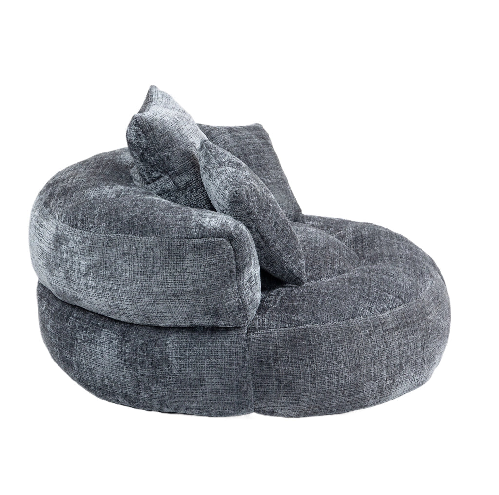 Poltrona sacco lazy sofa in ciniglia grigio 108x108x52 cm; seduta ampia