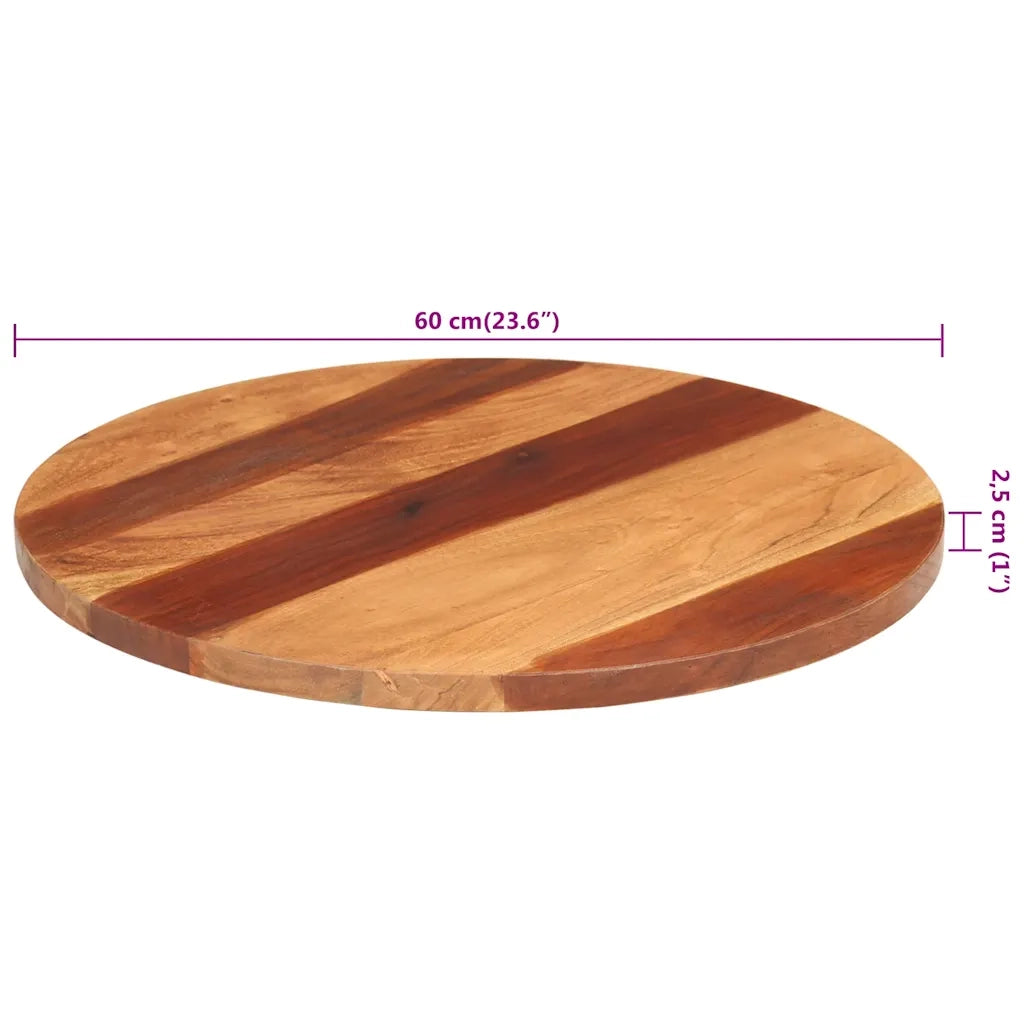 Piano Tavolo in Legno Massello di Acacia Rotondo 25-27 mm 60 cm