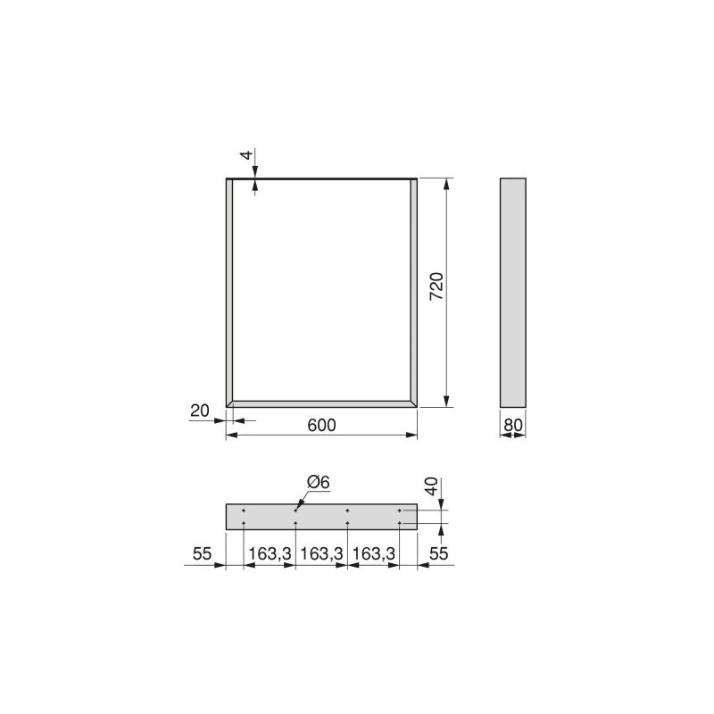 Set di gambe per tavolo rettangolare Square, larghezza 600mm, Acciaio, Verniciato nero