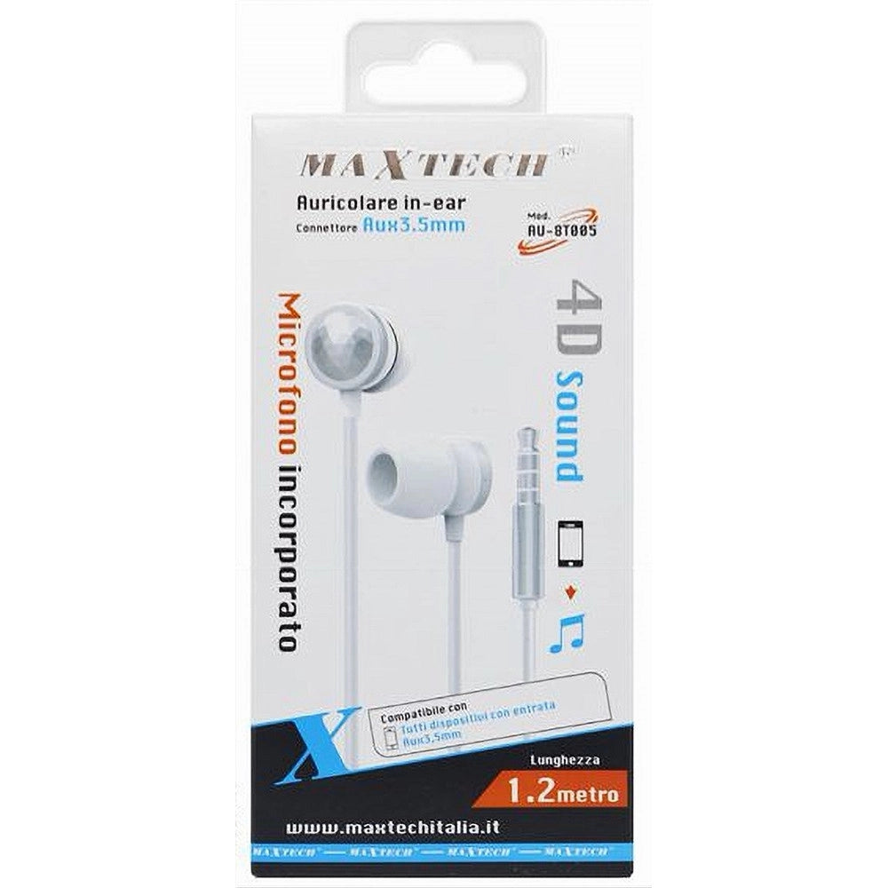 Trade Shop - Auricolare In-ear Cuffie Con Filo 1.2mt Aux3.5mm Microfono Incorporato Au-8t005 -