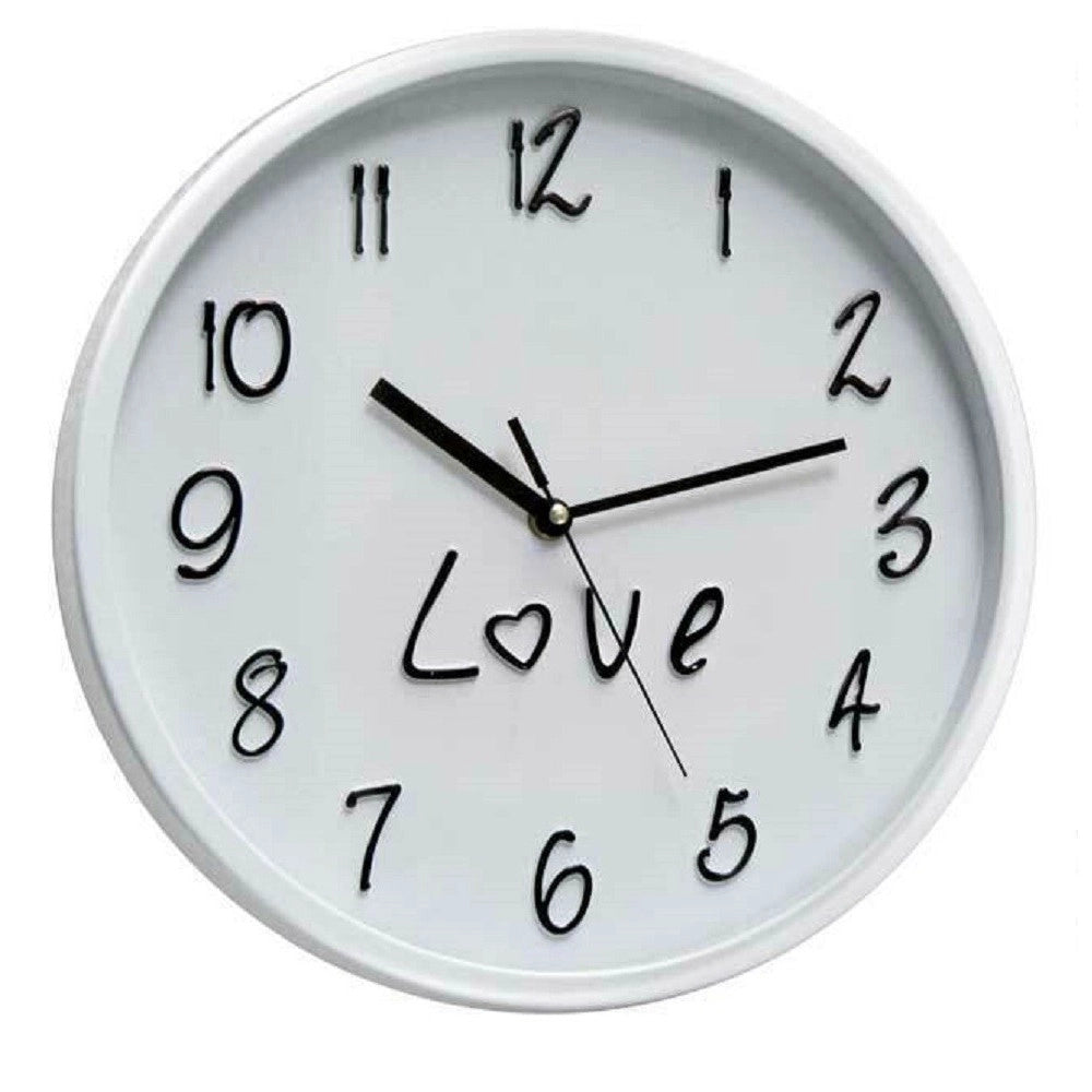 Trade Shop - Orologio 30x4cm Parete Love Classico Moderno Tondo In Plastica Colori Ass 798146 -