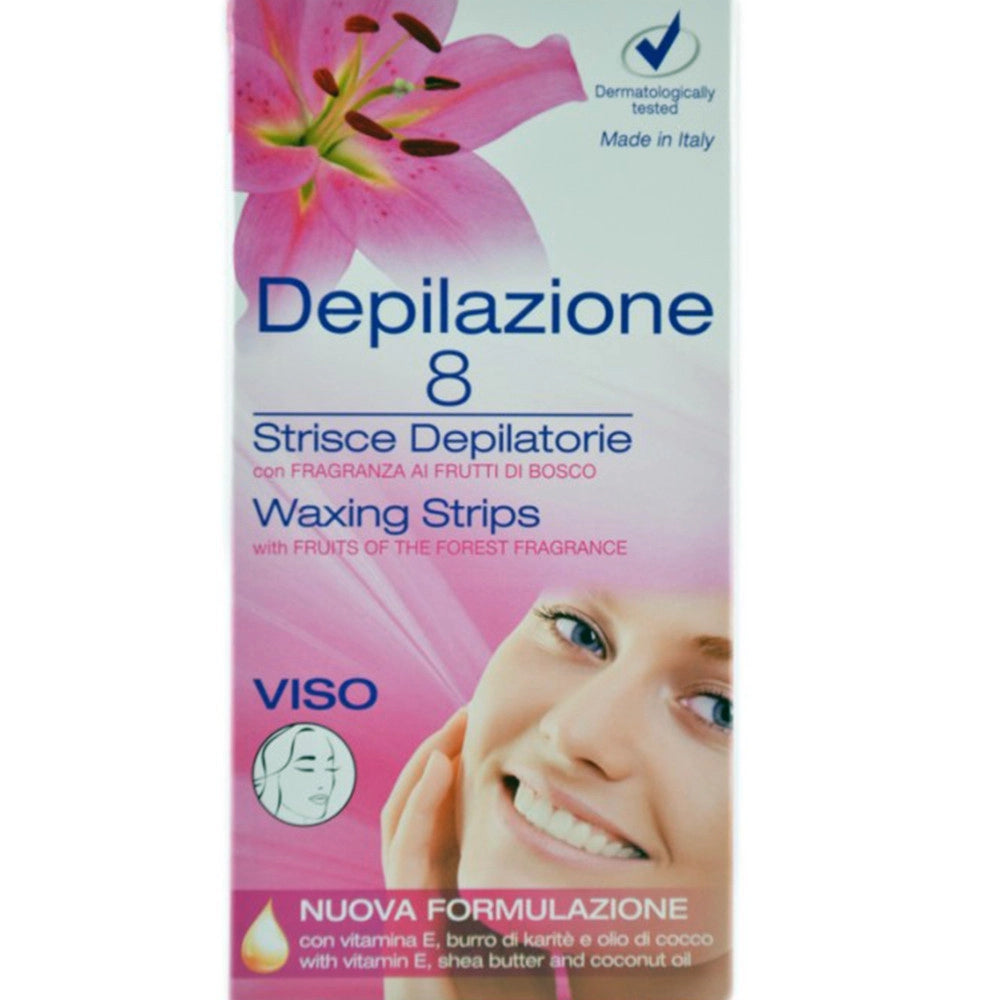 Trade Shop - 8 Strisce Depilatorie Per Viso Pronte All'uso Ceretta Per Donna E Uomo Unisex -