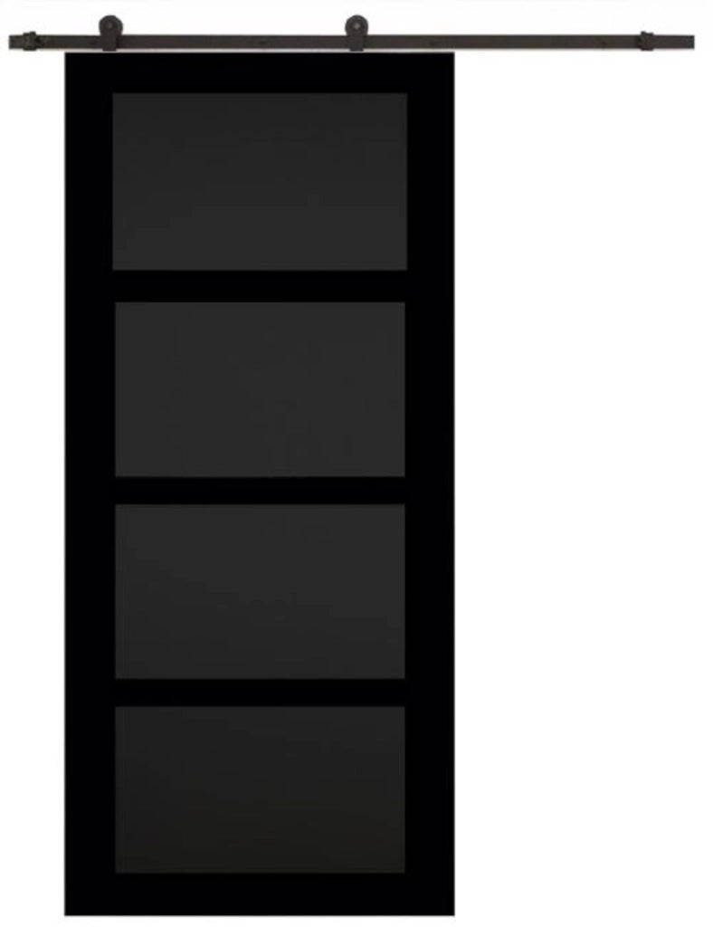 Porta scorrevole Telia nera 4 ante H204 x L73 + Binario nero