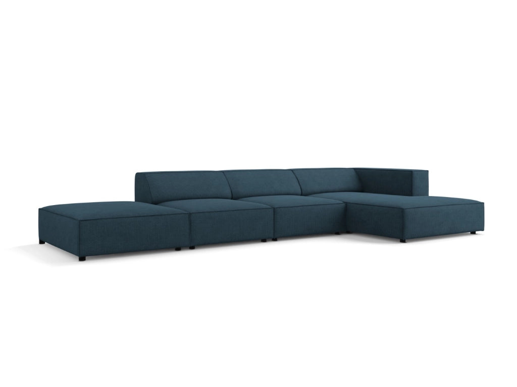 Cosmopolitan Design - Divano angolare destro "Arendal" 5 posti in ciniglia con effetto a coste blu scuro 