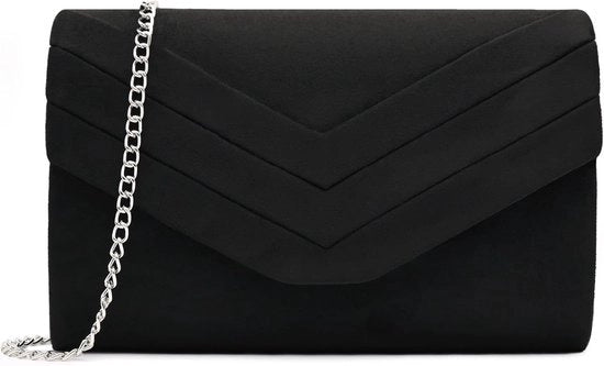 Borsa in Suede Elegante per Donna - Ideale per le Serate - 1 pezzo - Nero - Suede